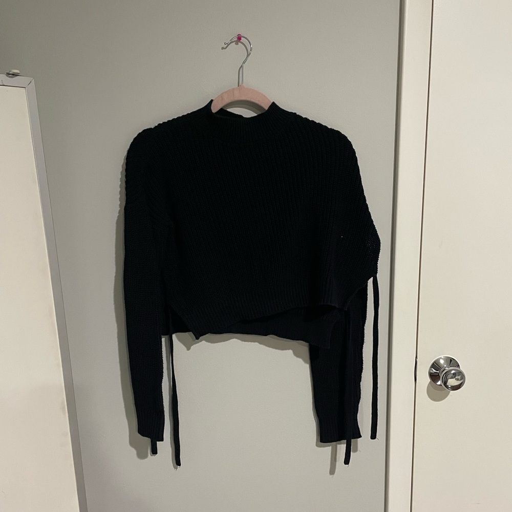 black forever 21 tie sweater